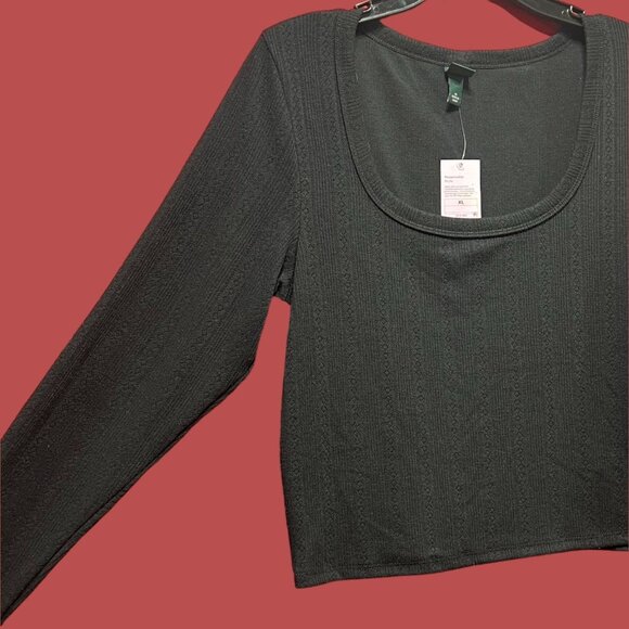 Wild Fable - Women's Ribbed Long Sleeve Scoopneck T-Shirt - Black - Extra Large - Picture 12 of 13